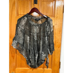 Jeff Gallano Paris 100% Silk Sheer Animal Print Crinkled Blouse France Sz 2